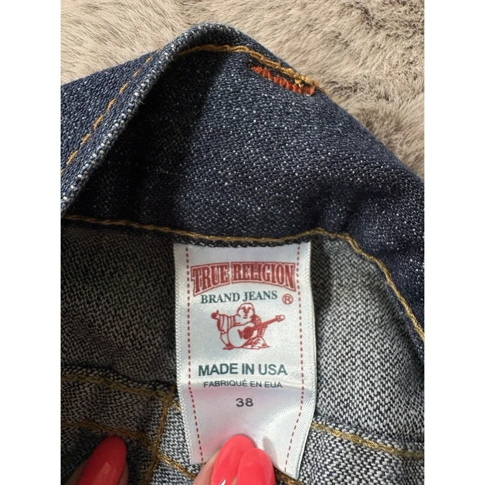 True Religon Ricky Mens Jeans Blue Denim Size 38x32 Flap rear‎ pockets